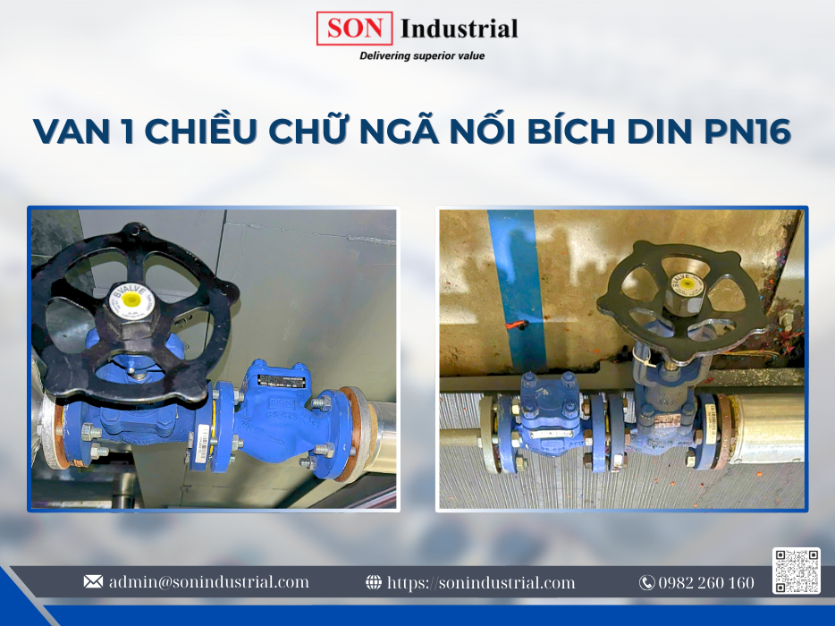 Van Một Chiều Chữ Ngã Nối Bích DIN PN16 – SON Industrial Phân Phối Chính Hãng