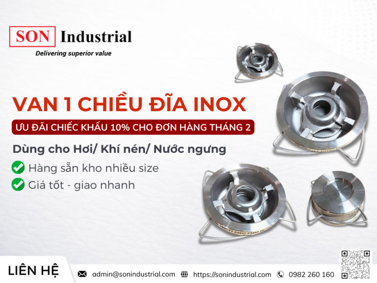 van 1 chiều đĩa inox