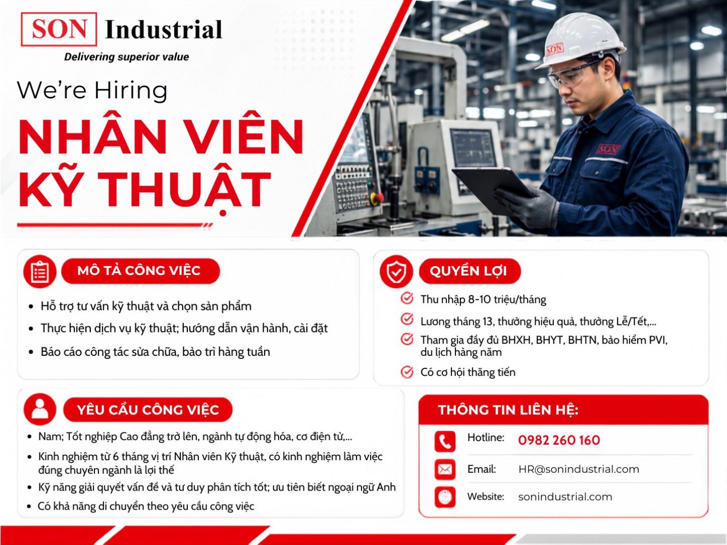 tuyển dụng nhân viên kỹ thuật