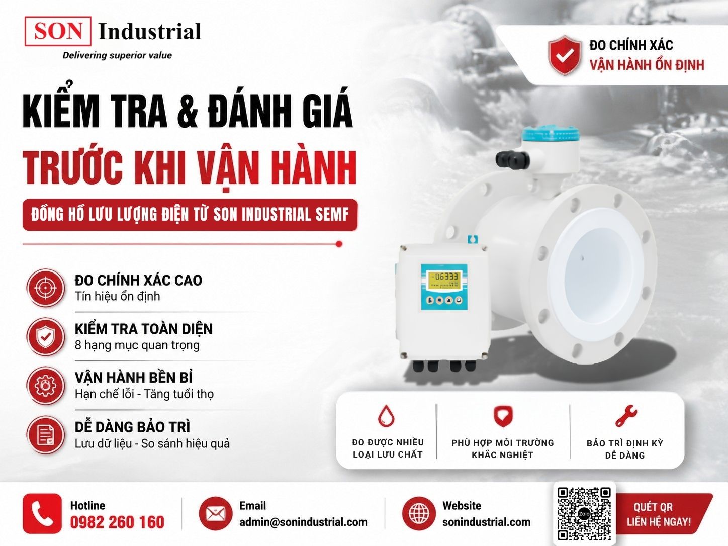 kiểm tra và đánh giá trước khi vận hành đồng hồ lưu lượng điện từ semf